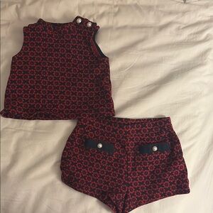Janie and Jack Floral Red and Navy Top